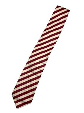 Brioni Men's 100% Silk Neck Tie Red/White Stripe • Italy